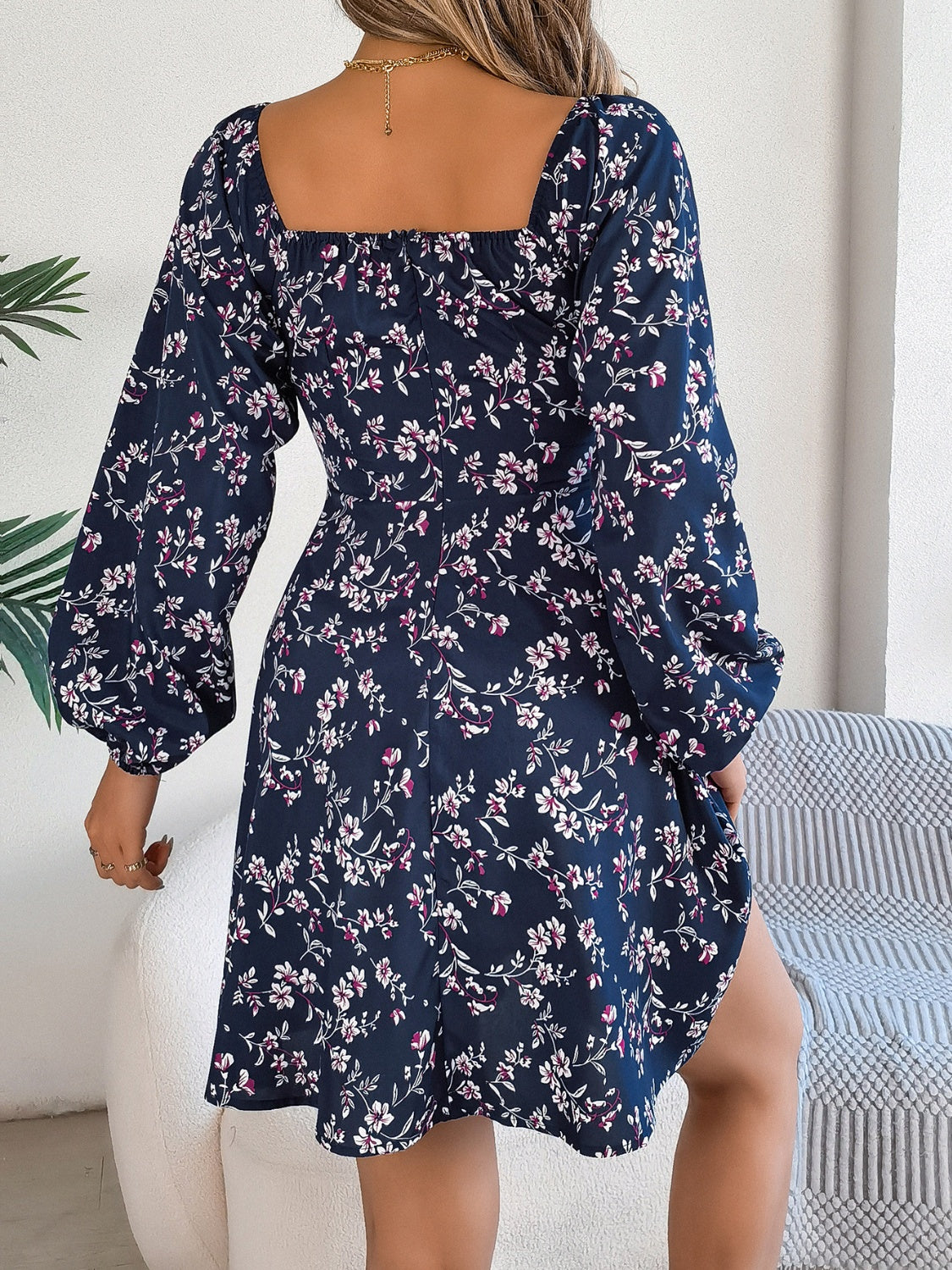 Printed Sweetheart Neck Balloon Sleeve Mini Dress e48b7ab2-8644-416b-889c-e09d29500f1d-Max Glownestbest