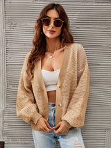 Glownestbest® | V-Neck Dropped Shoulder Cardigan Sand e4b8dea7c5ca4d1e8a47c3b5bd95660e-Max Glownestbest