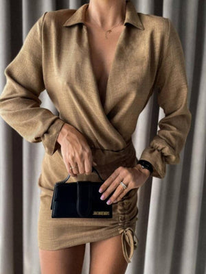 Drawstring Long Sleeve Mini Dress e4c552f4-9e7f-4170-bf16-12a060ef5232-Max Glownestbest