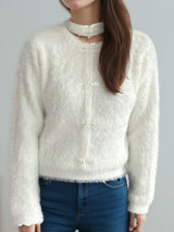 Cutout Knot Button Long Sleeve Cardigan White One Size e4c959a5-6de1-442d-be96-d3a22294ea91-Max Glownestbest