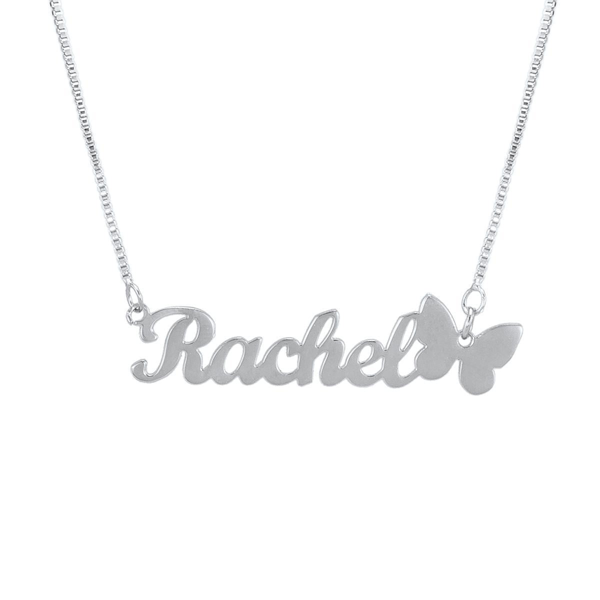 Beautiful Butterfly Custom Name Necklace Silver e50e31c5-f6a7-4787-9ee5-eb0a6c966816 Artshiney