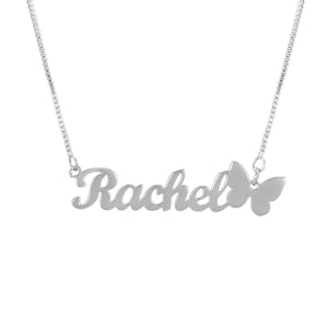 Beautiful Butterfly Custom Name Necklace Silver e50e31c5-f6a7-4787-9ee5-eb0a6c966816 Artshiney