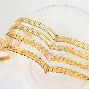 18K gold fashionable simple thick chain with zircon design hip-hop style necklace e53ca5ef-c3a8-42a0-b26e-0da858fa7aec Artshiney