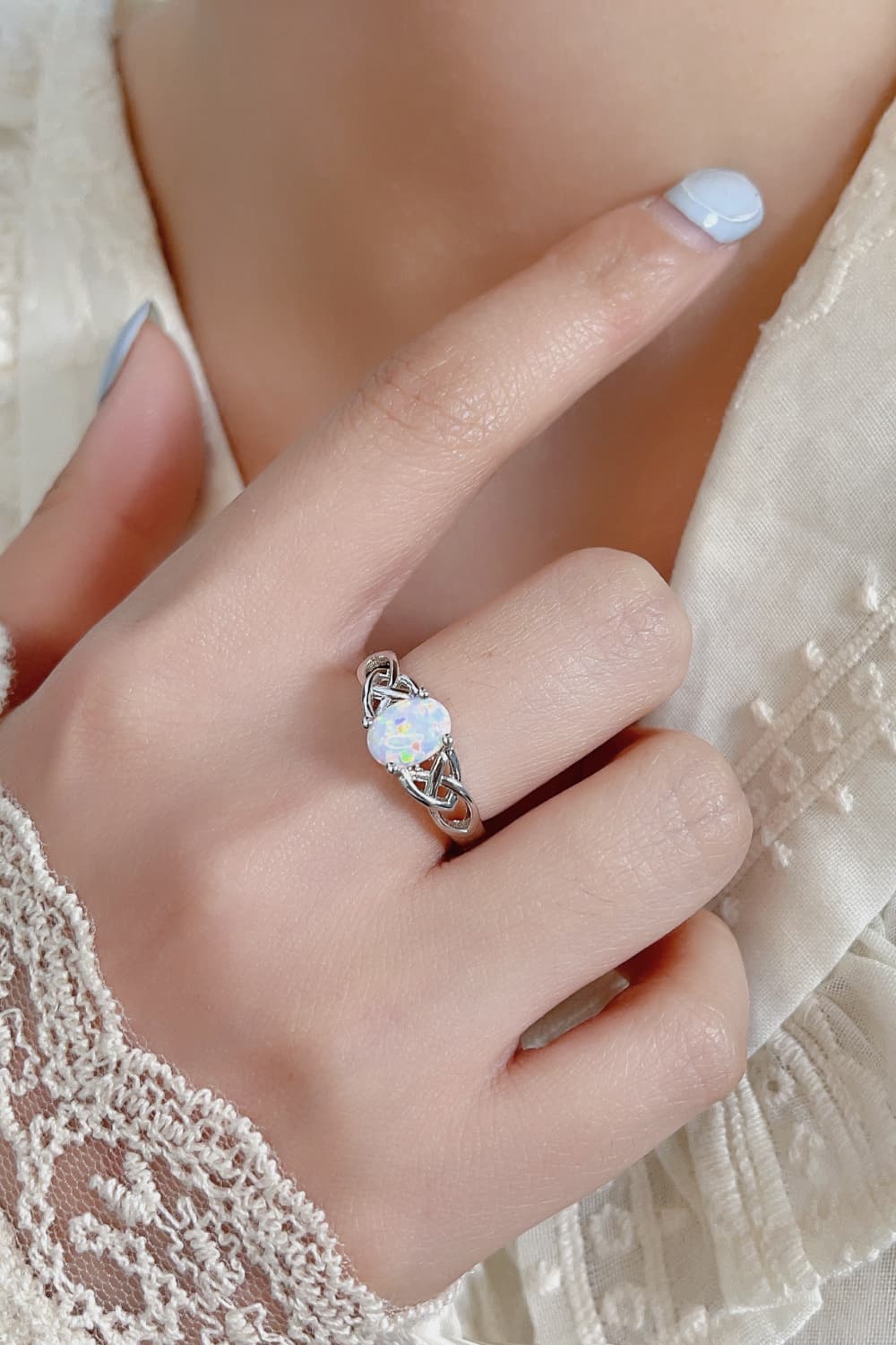 Crisscross 4-Prong Opal Ring White e55efab246e440b79a5605755e06c335-Max Trendsi