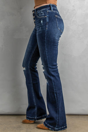 Button Fly Distressed Bootcut Jeans e5ac180b151245c2824084d16a646612-Max Trendsi