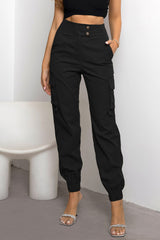 High Waist Cargo Pants Black e5b0422931764d7eb90093792956754d-Max Trendsi
