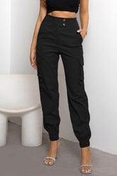 High Waist Cargo Pants Black e5b0422931764d7eb90093792956754d-Max Trendsi