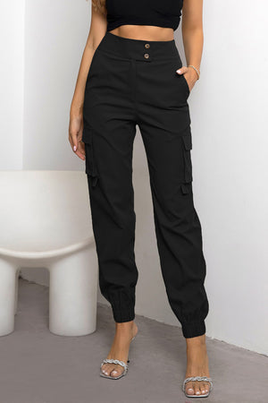 High Waist Cargo Pants Black e5b0422931764d7eb90093792956754d-Max Trendsi