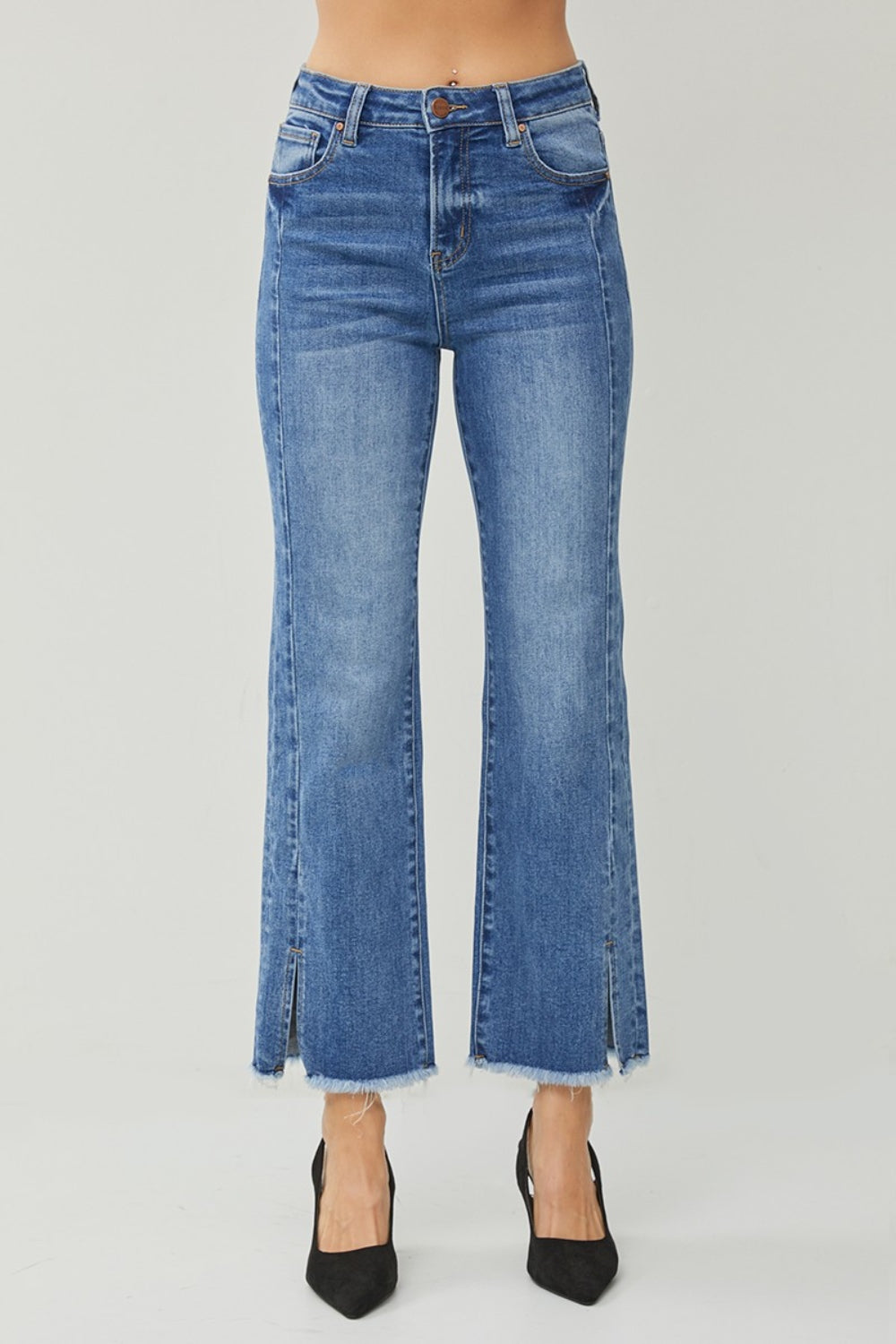 RISEN High Waist Raw Hem Slit Straight Jeans e5baa48b-2852-4fea-ab19-2d62b5b3e7ce-Max Trendsi