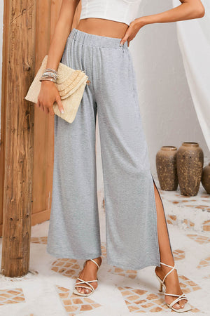Slit Elastic Waist Pants e5e85b64-31fc-41e3-95a2-54ab176067c2-Max Trendsi