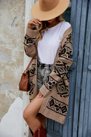 Angel Wings Pocketed Geometric Open Front Dropped Shoulder Cardigan e6294524-80af-4932-95c9-889b6cbff5fe-Max Glownestbest