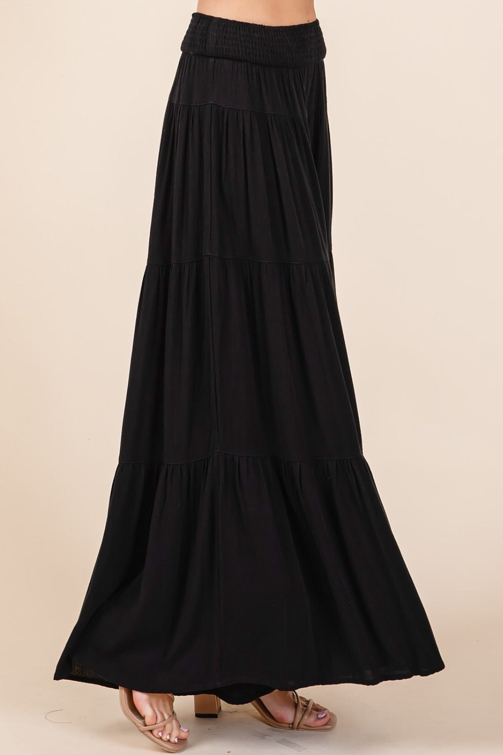Mittoshop Tier Detail Smocked Elastic Waist Wide Leg Pants e69c234a-8533-483d-be23-ae6f82c70cb9-Max Trendsi