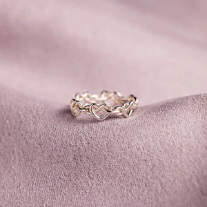 Knotted Hearts 925 Sterling Silver Open Ring e773112e-8396-4e27-8188-9933496f7171-Max Trendsi