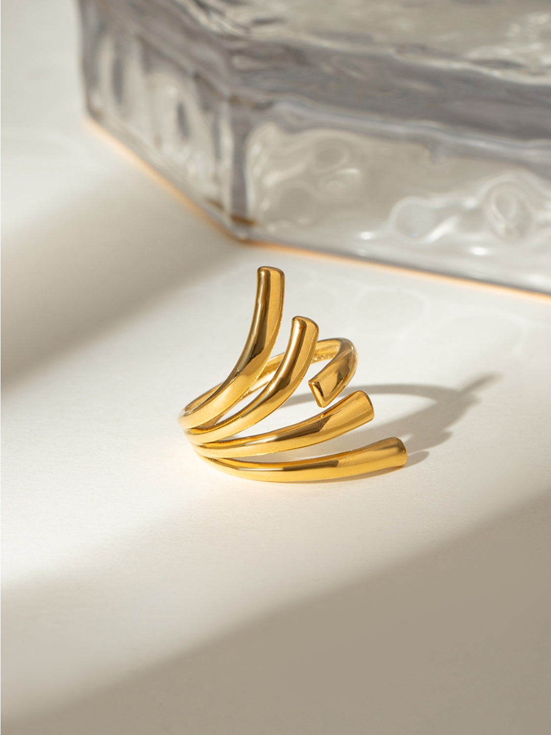 18K Gold-Plated Stainless Steel Irregular Open Ring Gold One Size e7bef0af-ca46-4ea0-84a8-e1050f1f2fc3-Max Trendsi