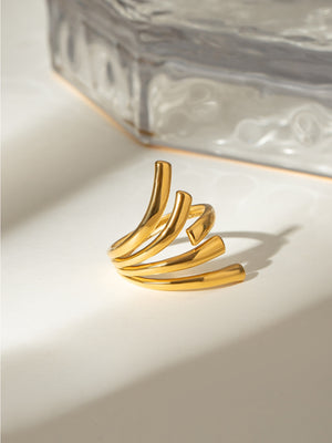 18K Gold-Plated Stainless Steel Irregular Open Ring Gold One Size e7bef0af-ca46-4ea0-84a8-e1050f1f2fc3-Max Trendsi