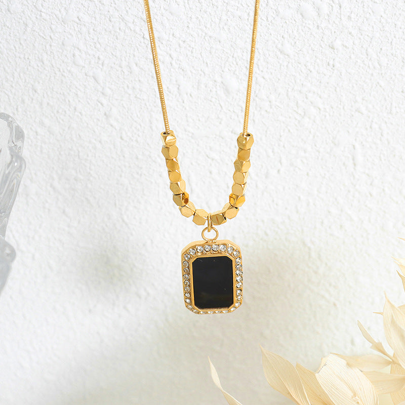 18K gold fashionable simple irregular baguette gem-set diamond and geometric square design versatile necklace e7d2bca6-45b3-4faf-86d4-cc3e22049e8a Artshiney