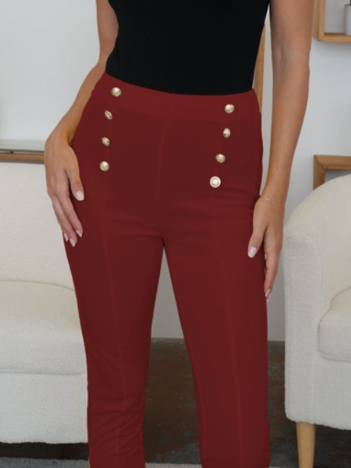 FAM-FAM High Waist Skinny Pants e86dfb87-6753-40b3-904b-5002f8c0af56-Max Trendsi