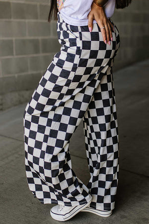 Checkered Wide Leg Pants e8a00e21-c7a5-4a1d-8941-48b48652a153-Max Trendsi
