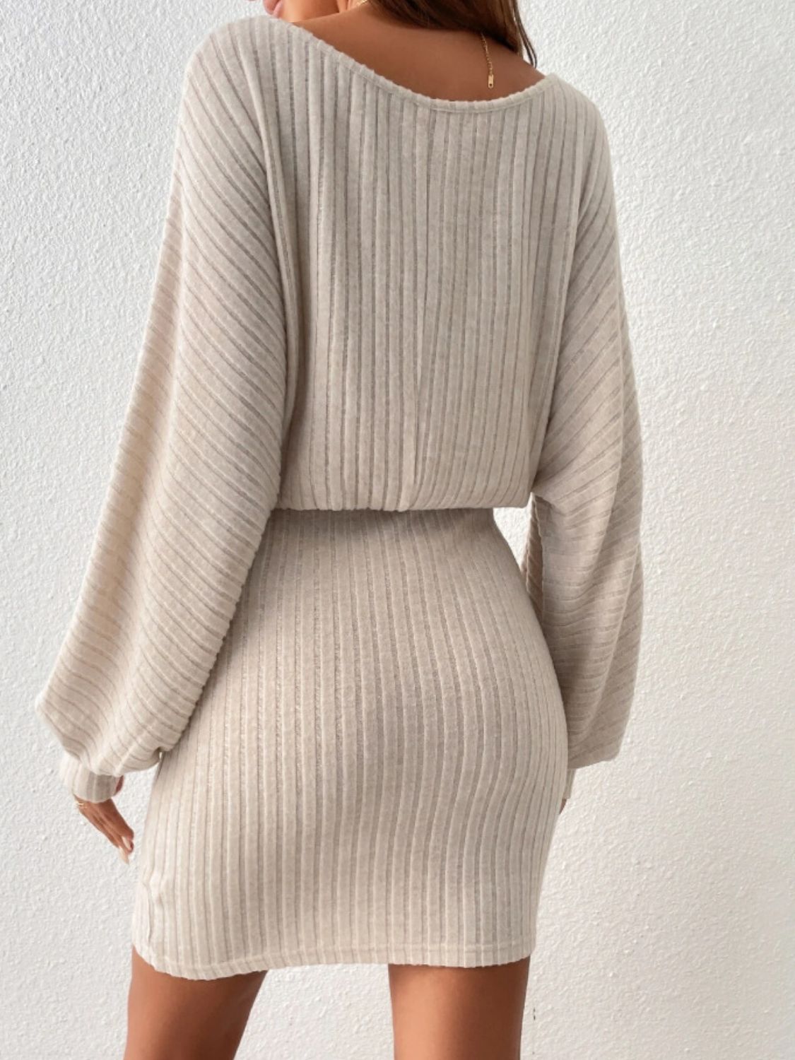 Round Neck Tie Waist Long Sleeve Mini Dress e8b1d692-90e3-4bd0-b0b9-cc1736c54bfc-Max Glownestbest