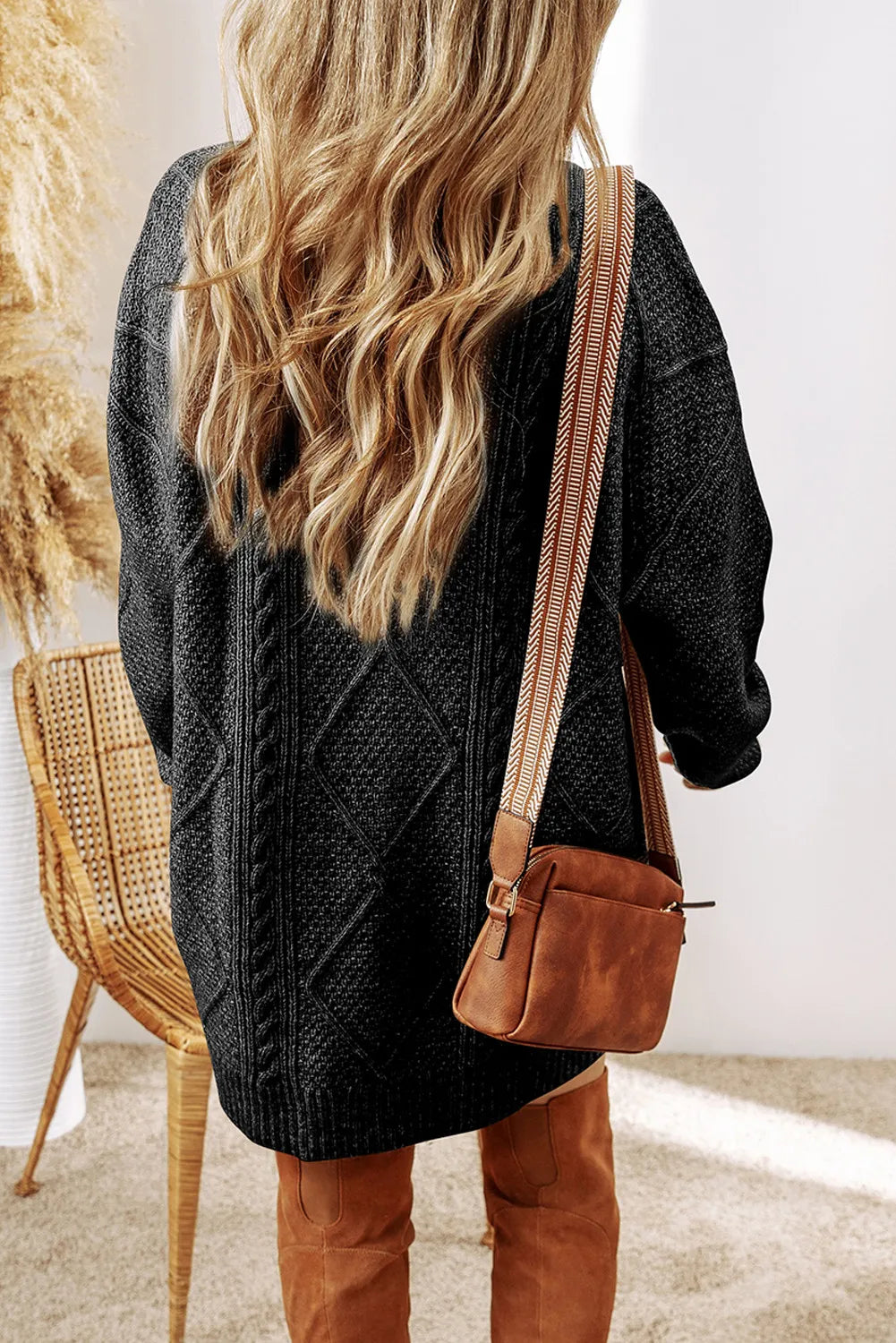 Cable-Knit Round Neck Sweater Dress e8dcdcce-83e1-411b-aa90-4dee147855db-Max Glownestbest