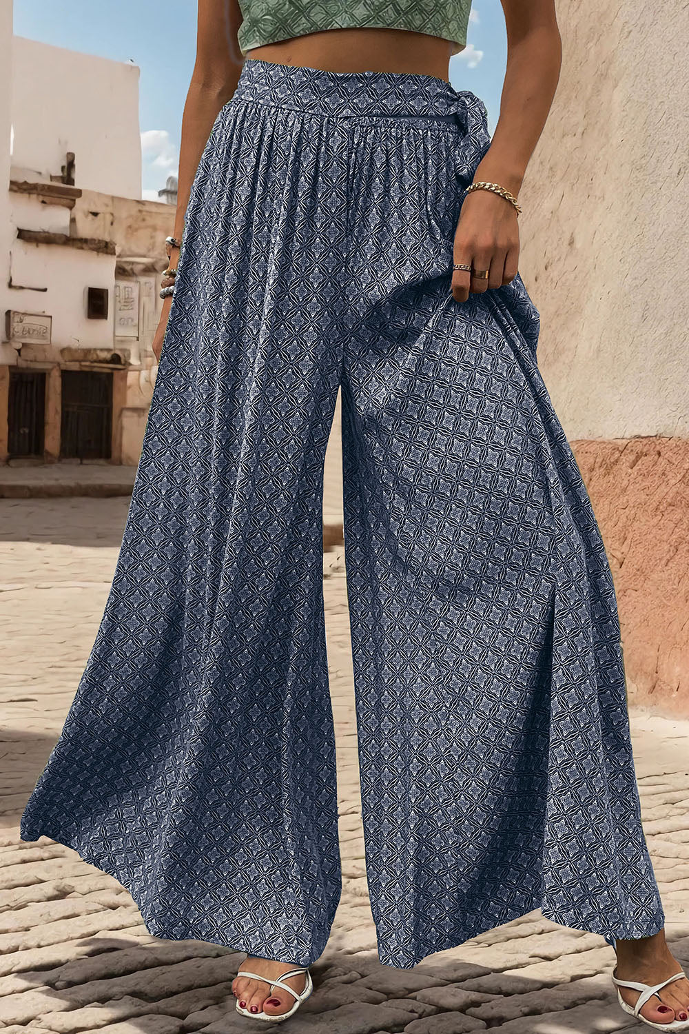 Perfee Printed Tied Wide Leg Pants e91b9476-caaf-445c-8365-631d3e9e2383-Max Trendsi