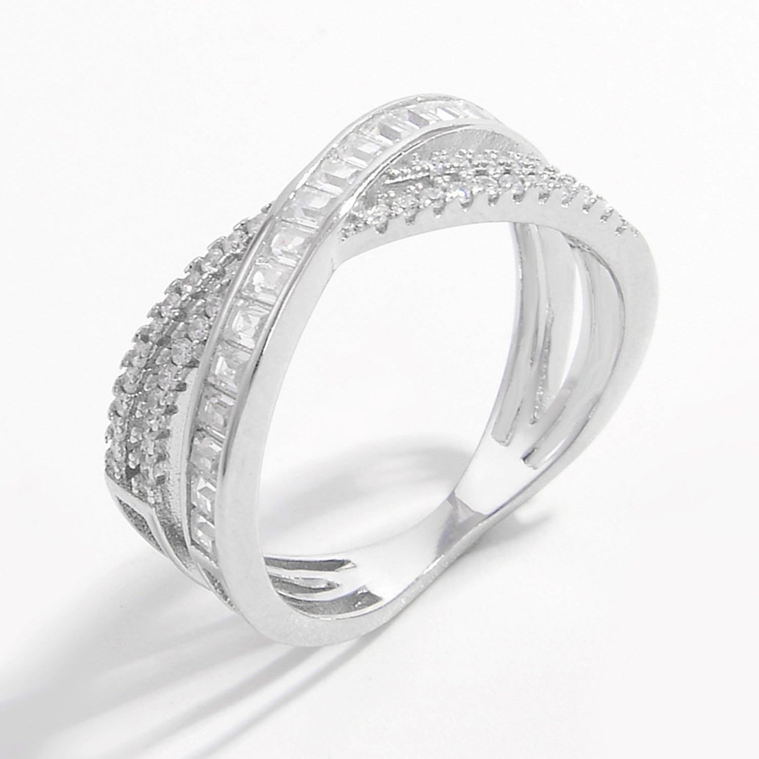 X Shape Inlaid Zircon 925 Sterling Silver Ring e9d9df8e-4f2c-4b8d-a4e0-acc1ce627f00-Max Trendsi