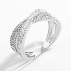 X Shape Inlaid Zircon 925 Sterling Silver Ring e9d9df8e-4f2c-4b8d-a4e0-acc1ce627f00-Max Trendsi