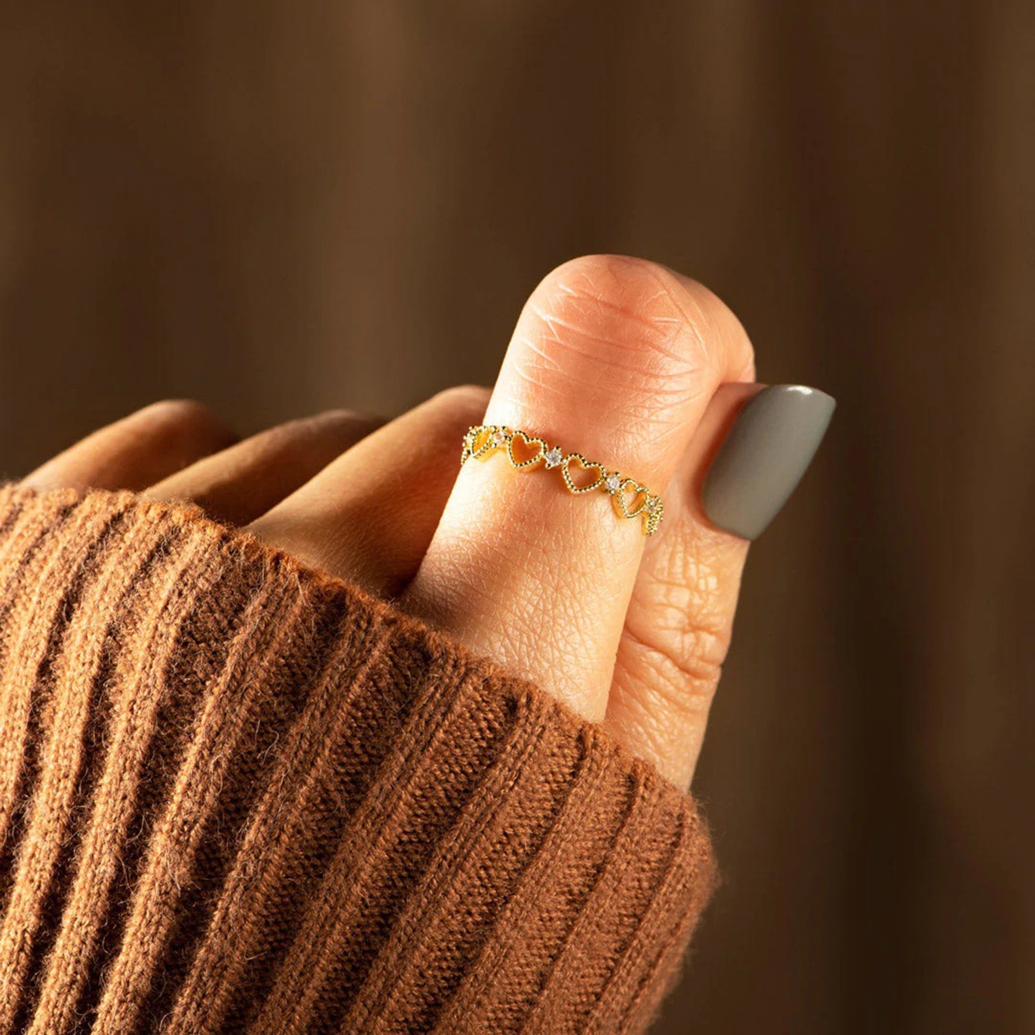 Heart Shape 18K Gold-Plated Ring eb1ae140-6c5c-4333-a5b0-82715aa813e9-Max Trendsi