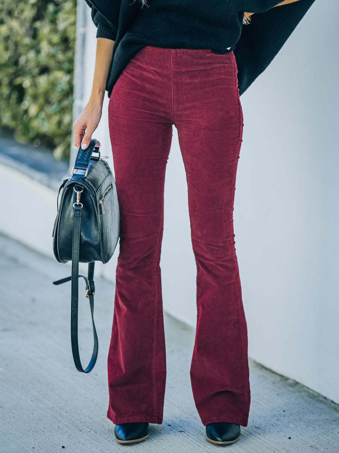 High Waist Bootcut Pants Wine ebb18df847b440629b3aaf9f9410bc45-Max Trendsi