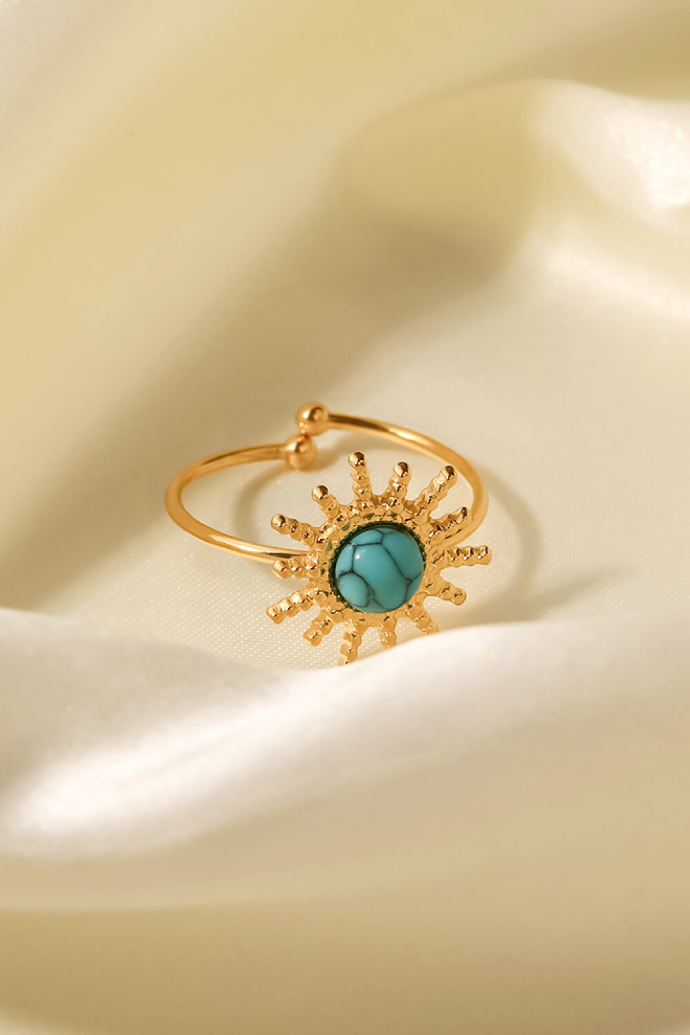 Natural Stone Sun Shape Open Ring ec3b603ad63a40cba0f9b300e54747a8-Max Trendsi