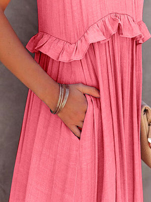 Ruffled Sleeveless Tiered Maxi Dress with Pockets ec5c2d13-aecb-45b8-98be-7f32c697471a-Min Glownestbest
