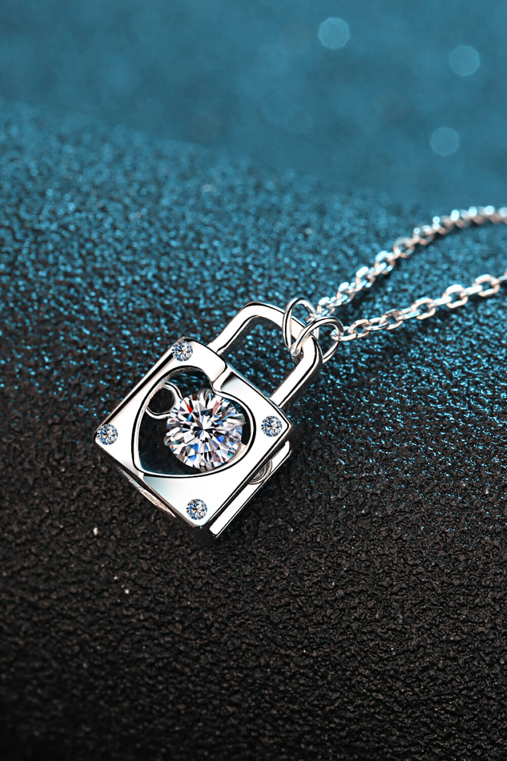 Adored Moissanite Lock Pendant Necklace ec84b3a9c5264b34b67b1359d8e12eec-Max Glownestbest