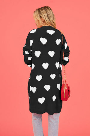 Heart Graphic Open Front Cardigan with Pockets ec94dd2170d7432898dd03926220edb6-Max Glownestbest