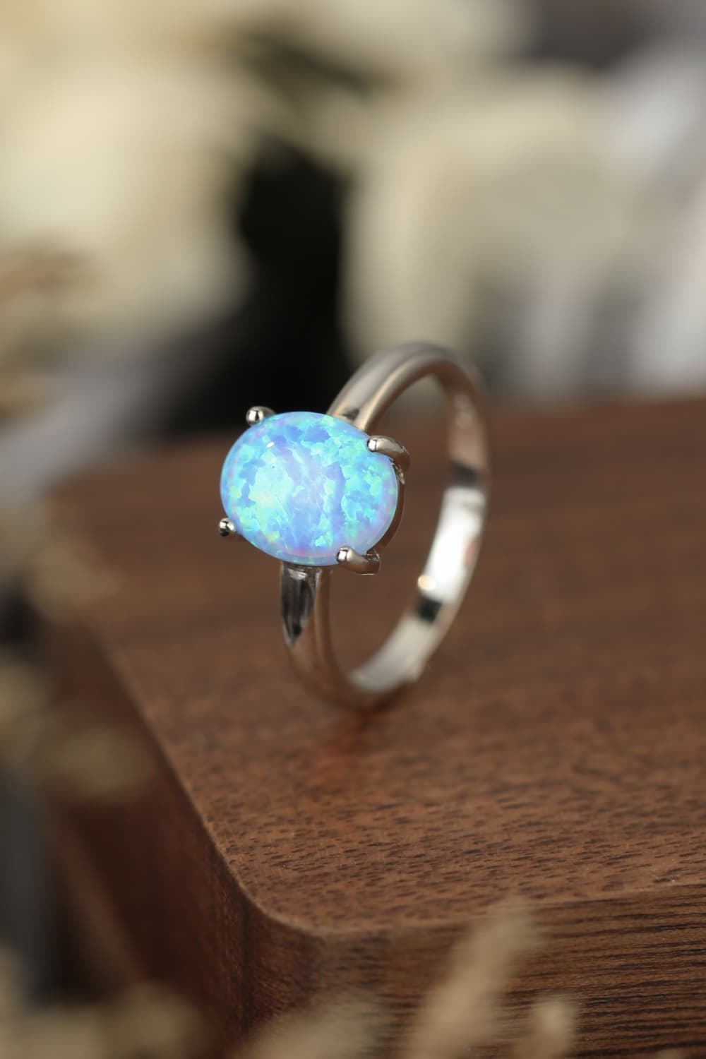 925 Sterling Silver Opal Solitaire Ring eca9e17f21c14d2dbdf3cc82224e0359-Max Trendsi