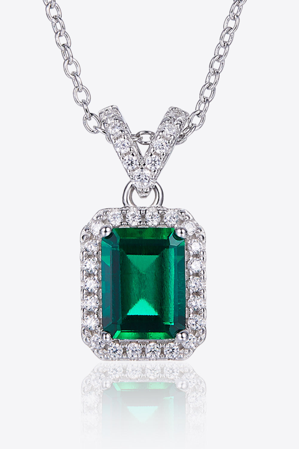 Adored 1.25 Carat Lab-Grown Emerald Pendant Necklace ecb27f078e0d48e193bf93fa48f64137-Max Trendsi