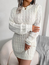 Cable-Knit Round Neck Mini Wrap Sweater Dress White ecb54fc8-be09-476c-8bcd-a80c05cdfa9a-Max Glownestbest
