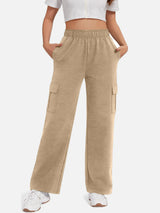 Pocketed High Waist Pants Tan ed0113c8-5906-4daa-9ccb-00aae630366f-Max Trendsi