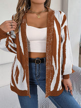Open Front Animal Print Cardigan Caramel eeaa0e14f8214adfaed10c2e2213fd3f-Max Glownestbest