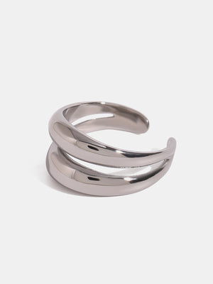 Stainless Steel Double-Layered Ring Silver One Size ef26ed7e-54e6-417c-a622-f461e749bbfa-Max Trendsi