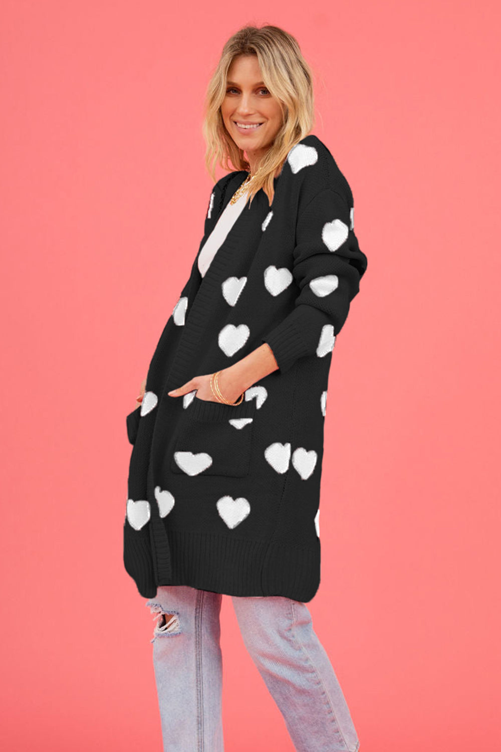 Heart Graphic Open Front Cardigan with Pockets ef83efd084e44834b4c946ec23ca2ce1-Max Glownestbest