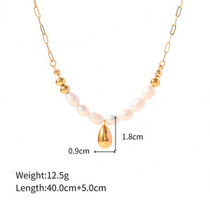 18K Golden Baroque Freshwater Pearl French elegant necklace ef9514e2-169d-4a92-a1a1-4613ca82be1a Glownestbest