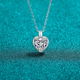 2 Carat Moissanite 925 Sterling Silver Heart Shape Necklace Silver One Size f004b39e-494a-4084-8a2d-73820200d7dc-Max Trendsi