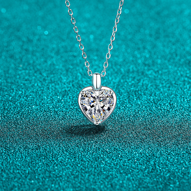 2 Carat Moissanite 925 Sterling Silver Heart Shape Necklace Silver One Size f004b39e-494a-4084-8a2d-73820200d7dc-Max Trendsi