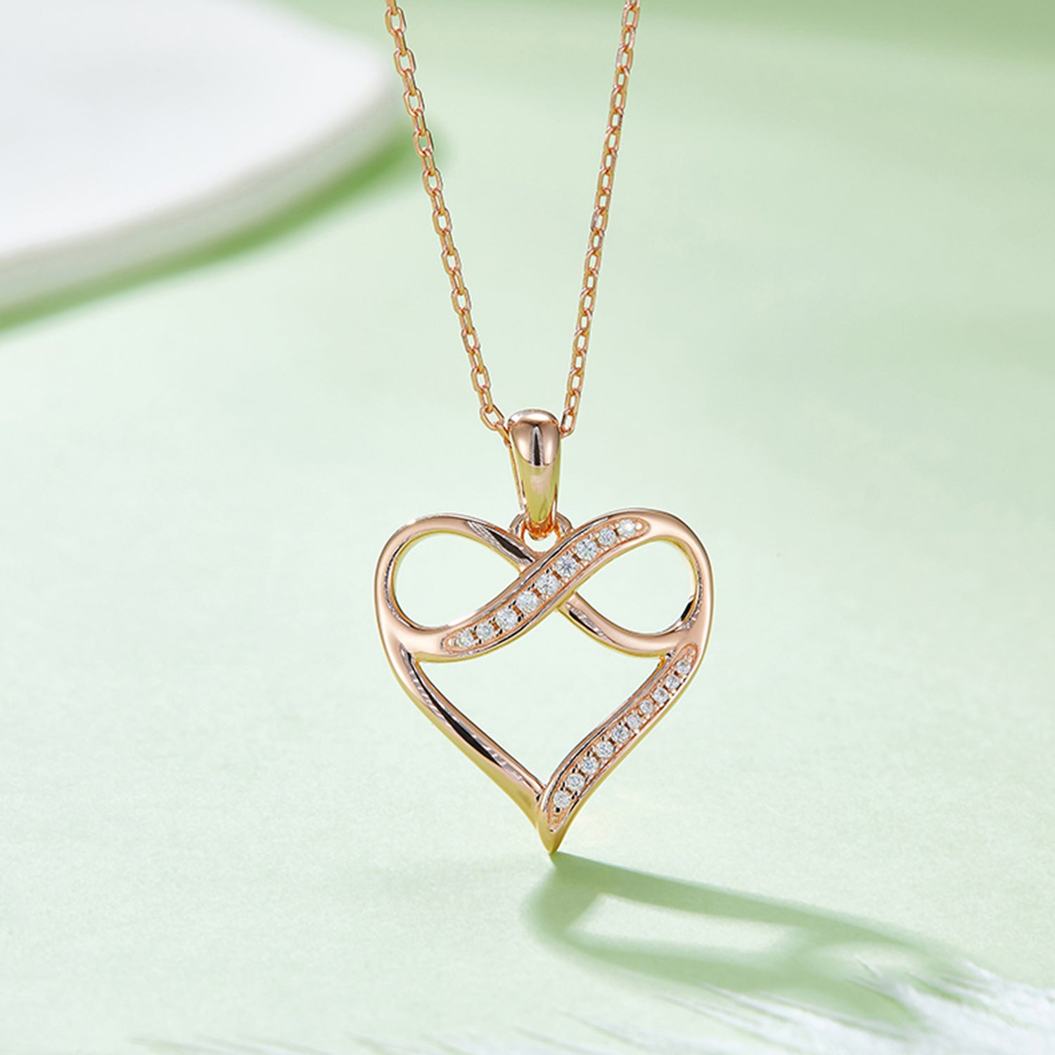 Moissanite 925 Sterling Silver Heart Necklace Rose Gold One Size f00c7a07-f8ef-43b5-85e6-329ed2d0ba19-Max Trendsi
