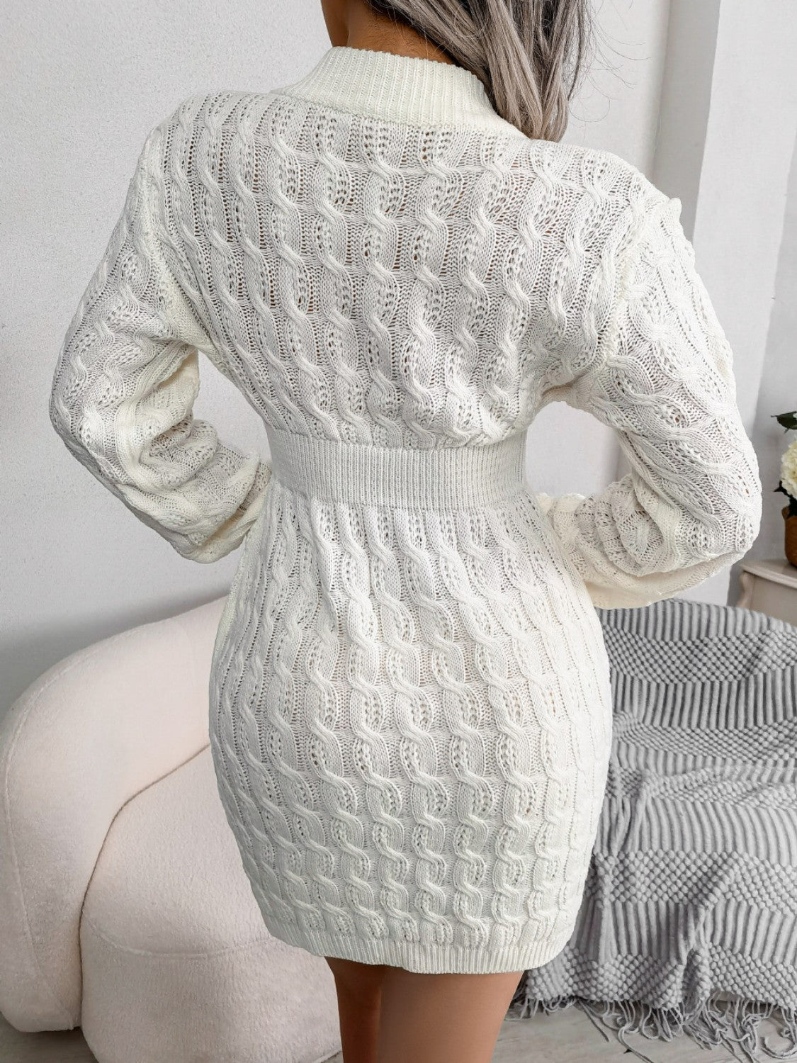 Cable-Knit Round Neck Mini Wrap Sweater Dress f02709fb-c787-4580-824f-7ade473078d8-Max Glownestbest