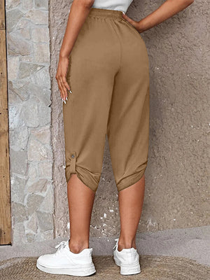 Full Size Roll-Tab Capris Pants f037e84f813742278f384b2510811361-Max Trendsi