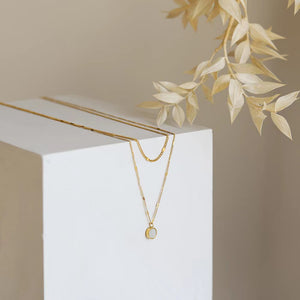 18K gold light luxury noble round inlaid gemstone double layer stacked design versatile necklace f04e883a-ca33-4bb0-8148-538c88c3dbbb Artshiney
