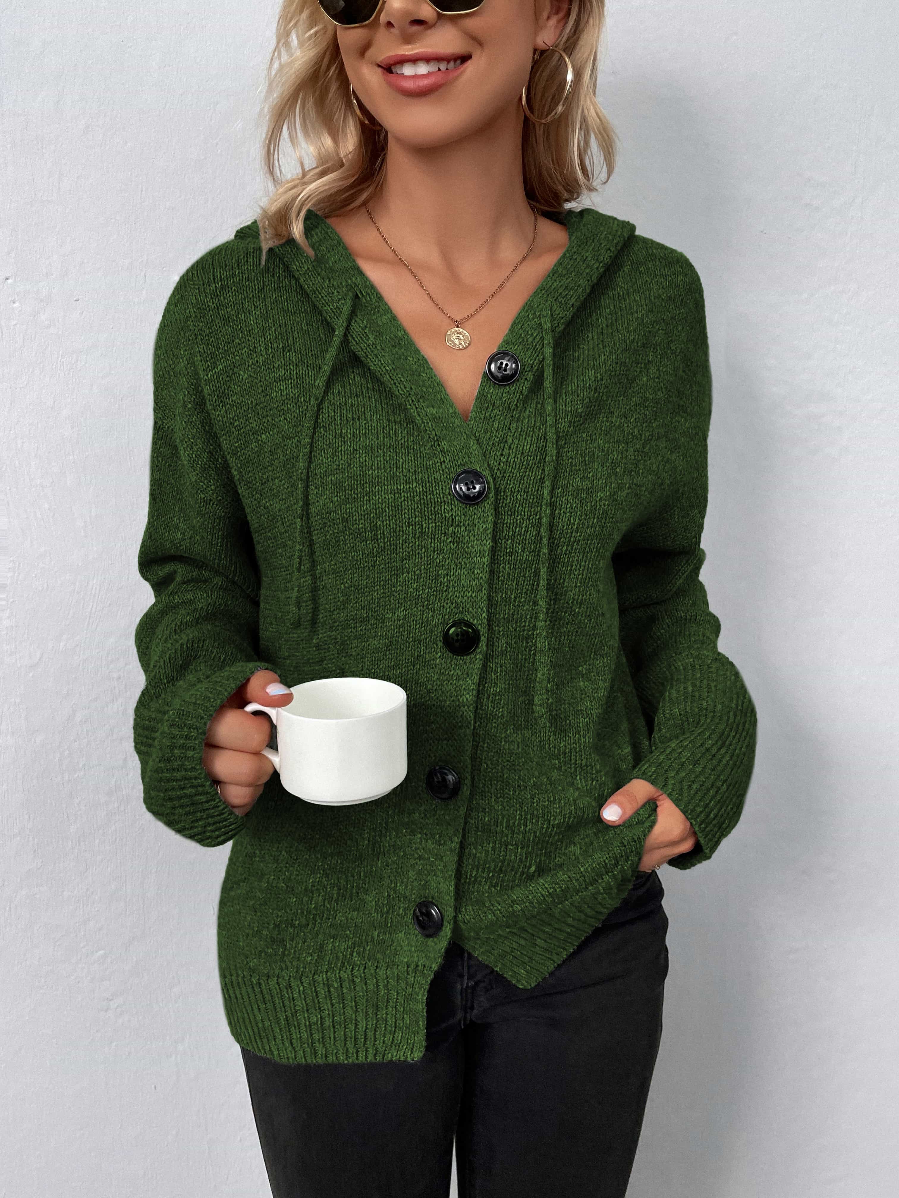 Glownestbest® | Button-Down Long Sleeve Hooded Sweater Matcha Green f0a03cdbbc1a4ee9b956bbdc88565bcd-Max Glownestbest