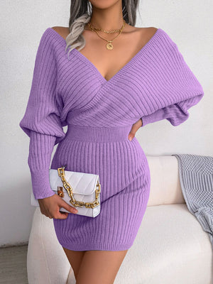 Rib-Knit Dolman Sleeve Sweater Dress f1359d9a339a42a396722174a669b79a-Max Glownestbest
