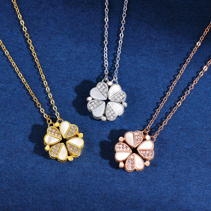 S925 silver light luxury fashion four-leaf clover inlaid with gemstones and diamonds a two-wear design necklace f1809357-5b41-4802-9e4c-12c9bd082ca3 Artshiney